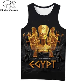 PLstar Kosmosas Horo Egipto Dievo Akių, Egipto Faraonas Anubis veido Simbolis 3DPrint Unisex Vasaros Liemenė/Rezervuaro Viršaus Vyrų, Moterys-4