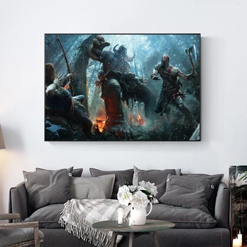 HD God Of War 4 Žaidimas Naftos Tapyba ant Drobės, Plakatų ir grafikos Cuadros Sienos Menas Nuotraukas Kambarį Namų Dekoro