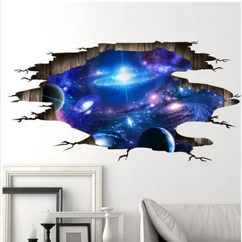 Creative 3D Visatos Galaxy Sienų Lipdukai Lubų, Stogo Langų Sienų Apdaila Erdvė, Planeta Tapetai, Grindų Lipdukas Plakatas