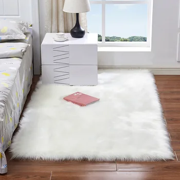 Šiaurės imitacija vilnos kilimas naktiniai kilimėlis kambarį kavos staliukas langą pliušinis dekoratyvinis antklodė balto kailio kilimas
