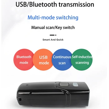 Kišeninis brūkšninių kodų Skaitytuvas, Bluetooth 1D/2D CCD Belaidžio QR BarCode Reader 2.4 G USB Mini Baras code Skaitytuvas 