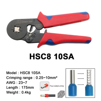 Užspaudimo įrankiai, replės elektros vamzdinės gnybtų dėžutė mini apkabos, HSC8 10S 0.25-10mm2 23-7AWG 6-4B/6-6 0.25-6mm2 16-4 įrankiai rinkiniai