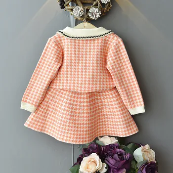 2020 Merginos Pledas Drabužių Nustatyti Cardigan Megztiniai+sijonai Baby Girl Vaikams, Elegantiškas 2vnt Kostiumai Vaikams Rudens Žiemos Drabužių Mezgimo Rinkinys