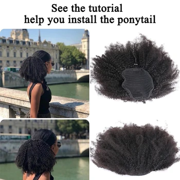 Afro Keistą Garbanoti Plaukai Surišti Į Uodegą Remy Plaukų Gabalus Moterų Natūralus Juodas Įrašą Ponytails Raišteliu Žmogaus Plaukų Dolago Produktus