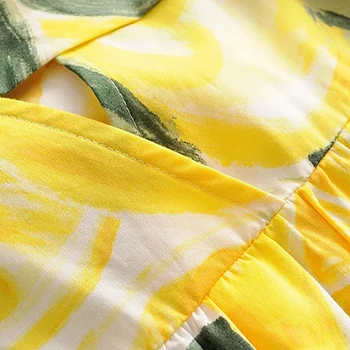 2020 naujas mados lankas diržo vasaros geltonos suknelės sweet lady v-kaklo trumpomis rankovėmis citrinų spausdinti amerikietiško stiliaus suknelė femme skraiste