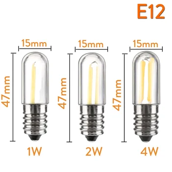 10vnt / daug Mini E14 E12 LED Šaldytuvas Šaldiklis Kaitrinės Šviesos COB Pritemdomi Lemputės 1W 2W 4W Lempos Šalta, Šilta Balta Lempos Apšvietimo