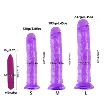 Mini Vibratorius Kulka + Želė Dildo Realistiškas Penis Su siurbtuko G-spot Klitorio Stimuliatorius Sekso Žaislai Moterims, Didelis Dildo