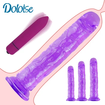 Mini Vibratorius Kulka + Želė Dildo Realistiškas Penis Su siurbtuko G-spot Klitorio Stimuliatorius Sekso Žaislai Moterims, Didelis Dildo