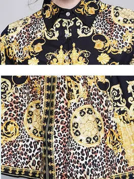 Banulin Mados Dizaineris Vintage Suknelė Moterų ilgomis Rankovėmis išjunk Kaklo Leopardas Spausdinti kilimo ir tūpimo Tako Midi Suknelė 2020 M. Pavasarį