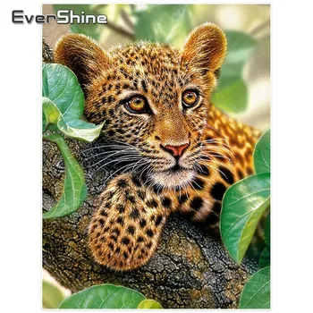 EverShine Diamond Tapybos Gyvūnų Nuotraukos Iš kalnų krištolas, Pilnas Apvalus Deimantas Siuvinėjimo Tigras 