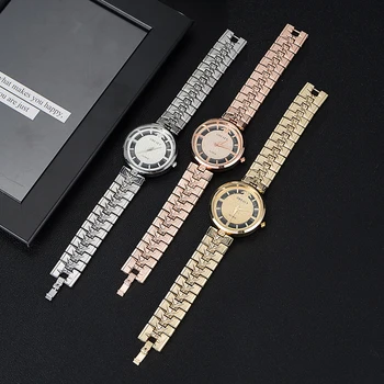 4Pcs Aukštos kokybės Laikrodžiai Dovanų Moterų Kvarciniai laikrodžiai 2vnt Nerūdijančio plieno apyrankė rinkinys su dovanų dėžutė viršuje parduoti laikrodis