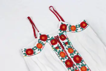 TEELYNN Seksualus paplūdimio boho maxi suknelė 2020 m. Derliaus medvilnės gėlių aplikacija balta Vasaros suknelės dirželį moterų Vestidos Skraiste