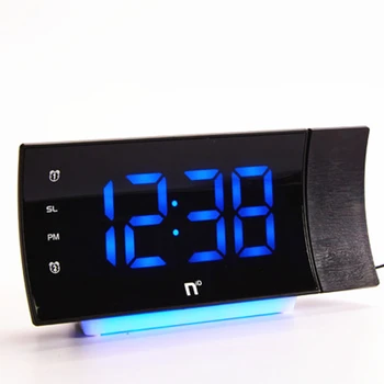 Modernus dizainas, skaitmeninis LED laikrodis-žadintuvas su termometru Darbalaukio sukasi projekcija elektroninis laikrodis Miegamasis skambėti žadintuvas