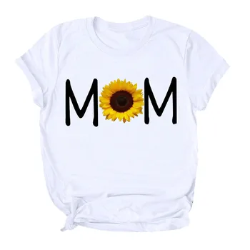 Mada marškinėliai marškinėlius Moterų 2020 naujas Saulėgrąžų Spausdinti Motinos Dieną, O Kaklo Marškinėliai Tee Viršūnes karšto pardavimo футболка женская#guahao