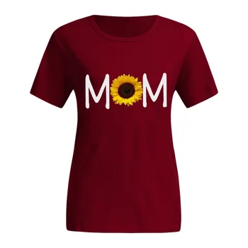 Mada marškinėliai marškinėlius Moterų 2020 naujas Saulėgrąžų Spausdinti Motinos Dieną, O Kaklo Marškinėliai Tee Viršūnes karšto pardavimo футболка женская#guahao