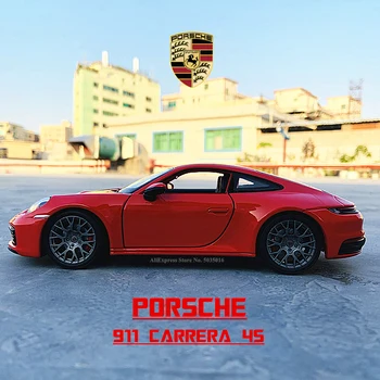 WELLY 1:24 Porsche 911 Carrera 4S (992) automobilių sporto raudona modeliavimas lydinio automobilio modelį amatų, apdailos kolekcijos žaislas įrankiai dovana