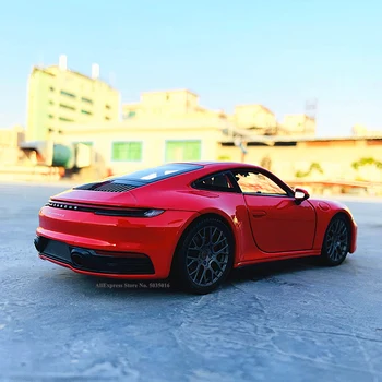 WELLY 1:24 Porsche 911 Carrera 4S (992) automobilių sporto raudona modeliavimas lydinio automobilio modelį amatų, apdailos kolekcijos žaislas įrankiai dovana
