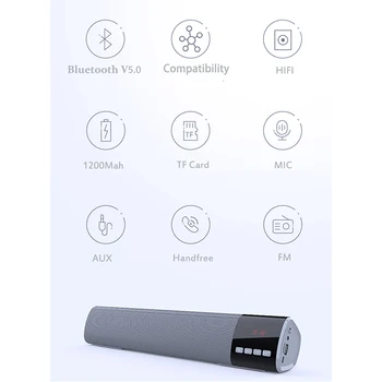 Bluetooth 5.0 HiFi Nešiojamųjų Garsiakalbių Nešiojamasis Garsiakalbis Belaidžio 3D Stereo Muzikos Supa Paramos FM TF Kortelė, laisvų Rankų įr Mic