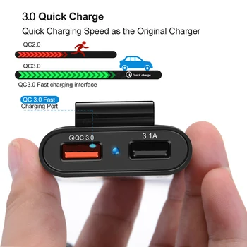 4 Uostų QC3.0+2.4+3.1 USB Automobilinis Įkroviklis Universalus Greitas USB Adapteris su 5.6 ft ilgintuvas Kabelis MPV USB Automobilinis Telefono Kroviklis