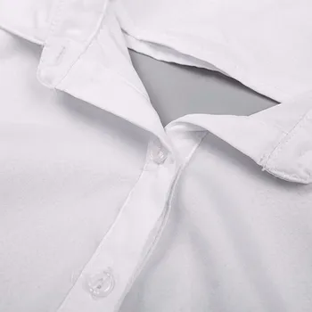 Turn-žemyn apykaklės ilgomis rankovėmis seksualus moteriški marškinėliai plius dydis moterų klubas viršuje baltos viršūnės spausdinti kryžiaus dirželiai vakarų stiliaus marškinėliai