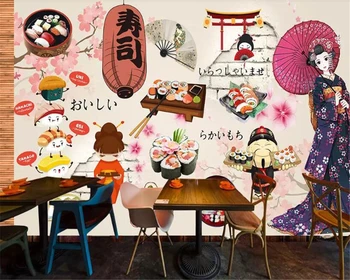 Beibehang 3d tapetai, Japonų, suši restoranas, maisto viešojo maitinimo įrankiai sienos freskos fone, sienos tapetai kambarį
