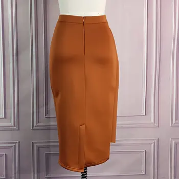 Moterų Aukšto Juosmens Juoda Bodycon Pieštuku Sijonai Slim Midi Kuklus Madingas Moterų Paketo Klubo Jupes Falad Officewear Elegantiškas Mados