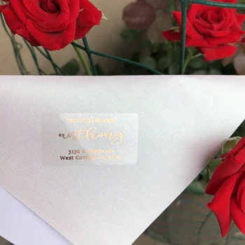 60 ASMENINĘ LIPDUKAI, Vestuvių Rose gold tekstas Asmeninį grįžti adresas etiketės užsakymą skaidrus lipdukas 45x25mm