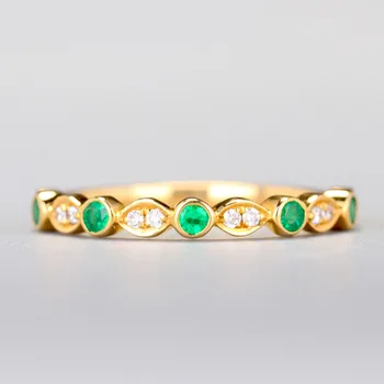 OEKDFN Derliaus 925 Sterlingas Sidabro Žiedai Moterų Smaragdas Brangakmenio Vestuvės Vestuvinis Geltonojo Aukso Žiedas Fine Jewelry Didmeninės