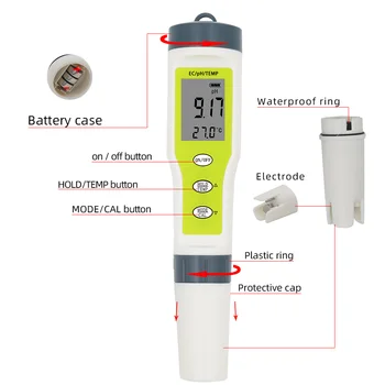 Nešiojamas Skaitmeninis Testeris Pen Tipo pH EB TEMP Matuoklis Acidometer Gerti 3 in 1 Multi-parametras, Vandens Kokybės Analizatorius įrankis 30% nuolaida
