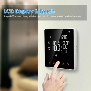 Tuya Smart Gyvenimo WiFi Termostatas LCD Jutiklinis Ekranas Temperatūros Reguliatorius Grindų Šildymo Darbai Pagal Alexa 