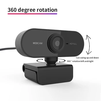 HD 1080P Kamera Mini Kompiuteris PC WebCamera Su Mikrofonu Pasukti Kameros Live Transliacijos Vaizdo skambučius Konferencijos Darbą