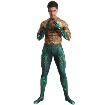 Aquaman Cosplay Kostiumų Suaugusiems Vaikams DC Supermeno Kostiumas Helovinas Kostiumas Vyrams, Vaikams Karnavalas Šalies Aukso Bodysuit