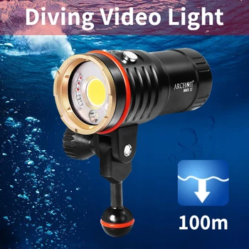 DM20 II 5200K max 6000lumen nardymo video & apšvietimas HD raudonos spalvos UV nuotrauka užpildyti šviesos fakelas, apatiniai 100m nardymo apšvietimo žibintuvėlis