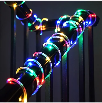 Led Rainbow Virvę Vamzdis String Žibintai Vandeniui Lauko Kalėdų Sodo Kelio pasakų girliandas lempos su Nuotolinio 10M 100Led Baterija