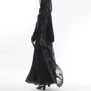2021 Vasaros Abaja Dubajaus Moterų Ilgai Blizgučiais Nėrinių Akių Kimono Megztinis Musulmonų Suknelė, Hijab Kaftan Abayas Turkijos Islamo Apranga