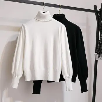 ICHOIX korėjos stiliaus 2 gabalas komplektus ponios biuro rinkinys moterims 2 gabalas viršūnes ir sijonas nustatyti, žieminiai drabužiai, 2vnt baltas juodas megztinis