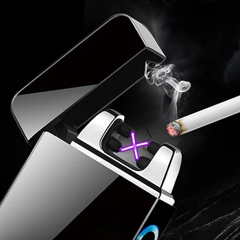 Vėjo Dual Lanko Lengvesni Flameless Elektroninių Įkraunamas Elektrinis Lengvesni už Cigarečių Žvakė su LED Maitinimo Ekranas