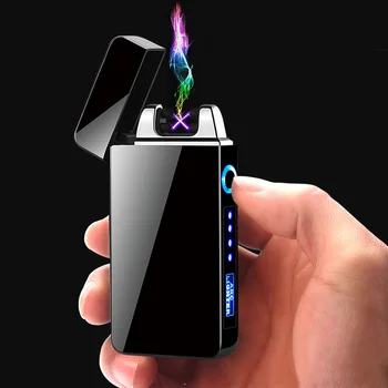 Vėjo Dual Lanko Lengvesni Flameless Elektroninių Įkraunamas Elektrinis Lengvesni už Cigarečių Žvakė su LED Maitinimo Ekranas