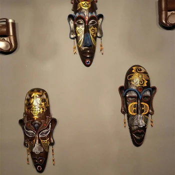 Zakka 3D Rankomis Dažyti Amatų Dovana Asmenybės Šviesą Afrikos Kaukės Metope Sienos Kabo Dekoro Namų Kambarį Baras Ornamentu