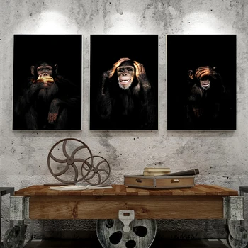 Orangutan Beždžionė Šimpanzė Išraiškos Meno Drobė Spausdinti Tapybos Gorila Gyvūnų Sienos Nuotrauka Kambarį Namo Apdaila Plakatas
