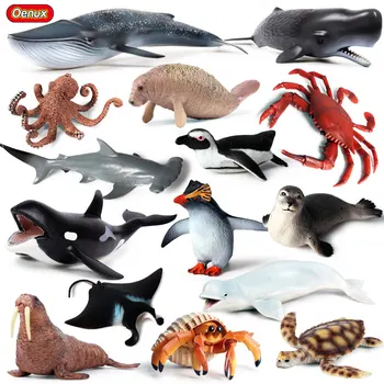 Oenux Originalus Sea Life Gyvūnų Pasaulio Banginis Ryklių, Vėžlių, Krabų Delfinai Veiksmų Skaičius, Aquarium Ocean Modelio Švietimo Žaislas Vaikams