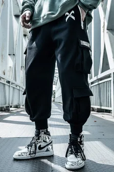Moteris/vyriški drabužiai Harajuku Banga Sporto Krovinių Kelnės, vyriški Prarasti Hip-Hop Avalynė, Kelnės Multi-Pocket Funkcinis darbo drabužiai mėgėjams