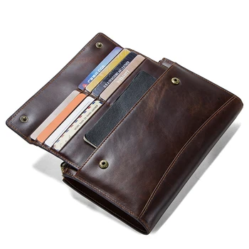 ADRESATO vyrų sankabos RDA natūralios odos vyras ilgai piniginė, atsitiktinis didelės talpos multi-kortelės turėtojo vyriškos piniginės porte carte krepšiai