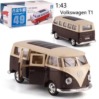 CAIPO 1:38 Volkswagen T1 autobusas Lydinio pull-back transporto priemonės modelio Diecast Metal Modelio Automobilių Dėl Berniukas Žaislų Kolekcija Draugas Vaikų Dovanų
