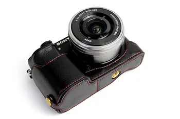 Naujas Natūralios Odos Pusę Kūno Vaizdo Kamera Atveju Krepšys Sony A6000 A6300 Kameros Apsauginis Dangtelis Apačioje Dėklas