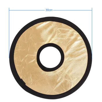Andoer 30cm 2in1 Apvalūs Tuščiaviduriai Collapasible Multi-Disc Nešiojamų Apskrito Šviesos Lens-Mount Reflektorius, Sidabro-Aukso