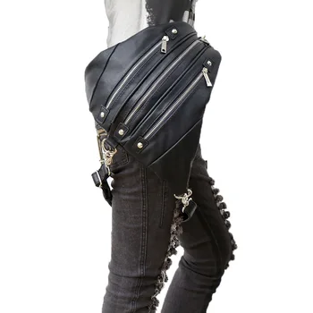 Gotikos steampunk visual rock trikampis kuprinė vintage mados vyras moteris unisex black metalo užtrauktuką galvos įdomus 4 būdus, kaip atlikti maišelis