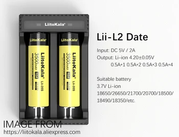 LiitoKala Lii-L2 18650), 3,7 V ličio Įkraunama baterija, Įkroviklis 2slot Elektroninių cigarečių 18650 26650 21700 baterijos