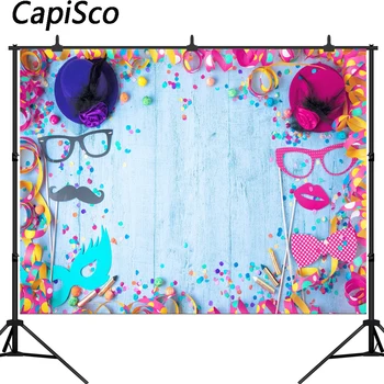 Capisco fotografijos backdrops Mėlyna mediniai karnavalas apdailos bžūp konfeti gimtadienio photocall studijos fondai