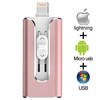 Metalo OTG Usb Flash Drive 32GB 128GB 256 GB Pendrive Išorės saugojimo 